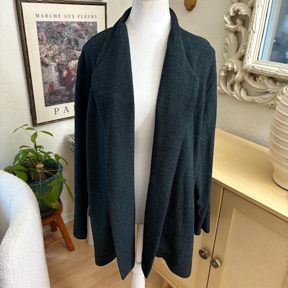 EILEEN FISHER Green‎ Tweed Open Front Cadigan Size 2X - Picture 1 of 8